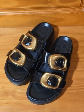 Asos Double Buckle Platform Slides